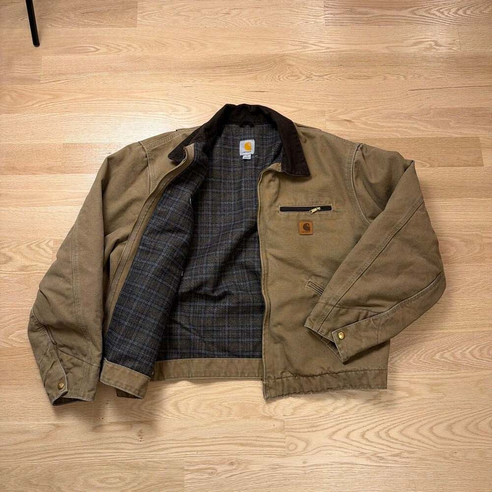 Carhartt Detroit Jacket Brown Canvas Blanket Lined - Picture 2 of 6